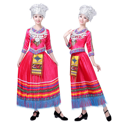 广西壮族三月三服装女少数民族苗族演出服土家族瑶族彝族舞蹈服饰